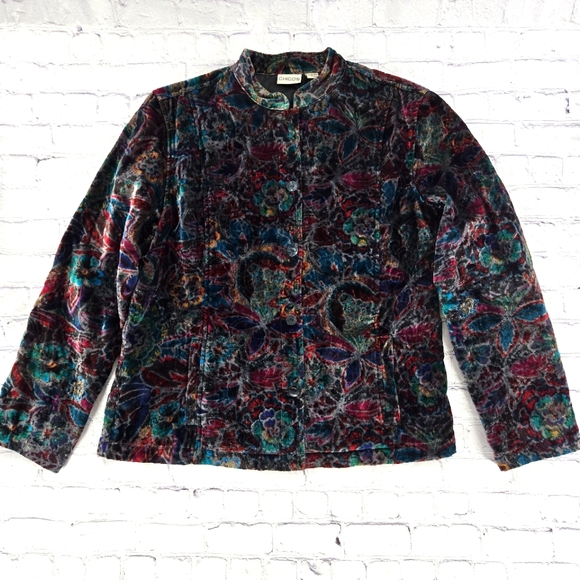 Chico's Jackets & Blazers - Chico's Colorful Floral Button Blazer Jacket Size:2